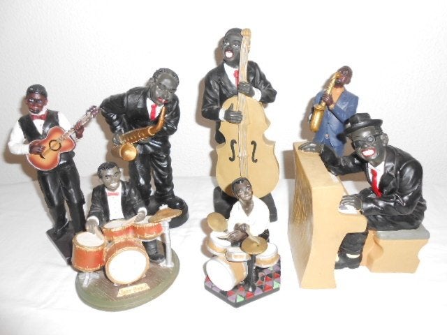 Vintage Jazz Band Beeldjes Set - Muzikanten Collectie, Verzamelen, Ophalen of Verzenden, Gebruikt, Mens