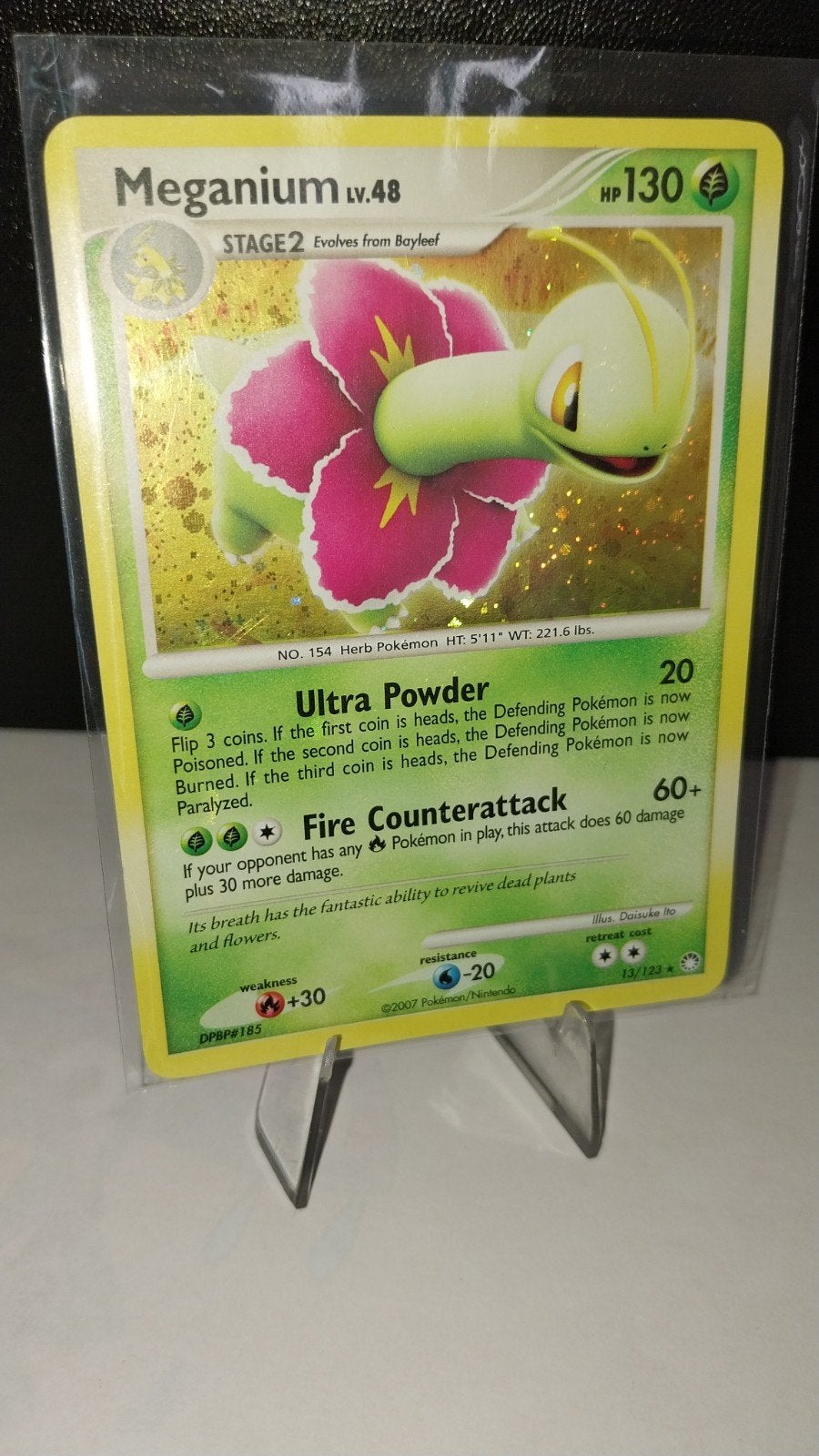 Meganium LV.48 Holo Rare Pokémon (Mysterious Treasures), Hobby en Vrije tijd, Ophalen of Verzenden, Zo goed als nieuw, Losse kaart