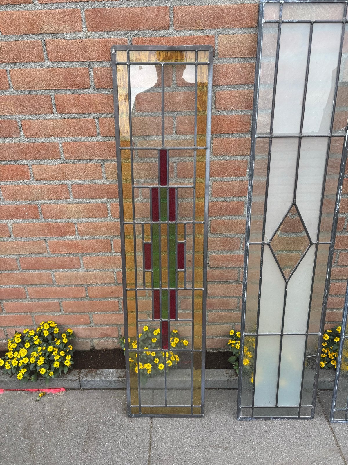 Glas in lood ramen (gekleurd en wit) - reparatie nodig, Doe-het-zelf en Verbouw, Glas en Ramen, Ophalen, Gebruikt, Minder dan 80 cm