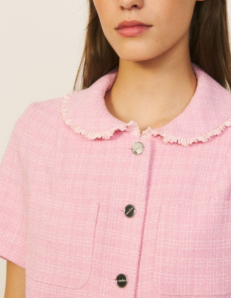 Sandro roze tweed jurk met kraagje, Kleding | Dames, Sandro, Nieuw, Ophalen of Verzenden, Roze