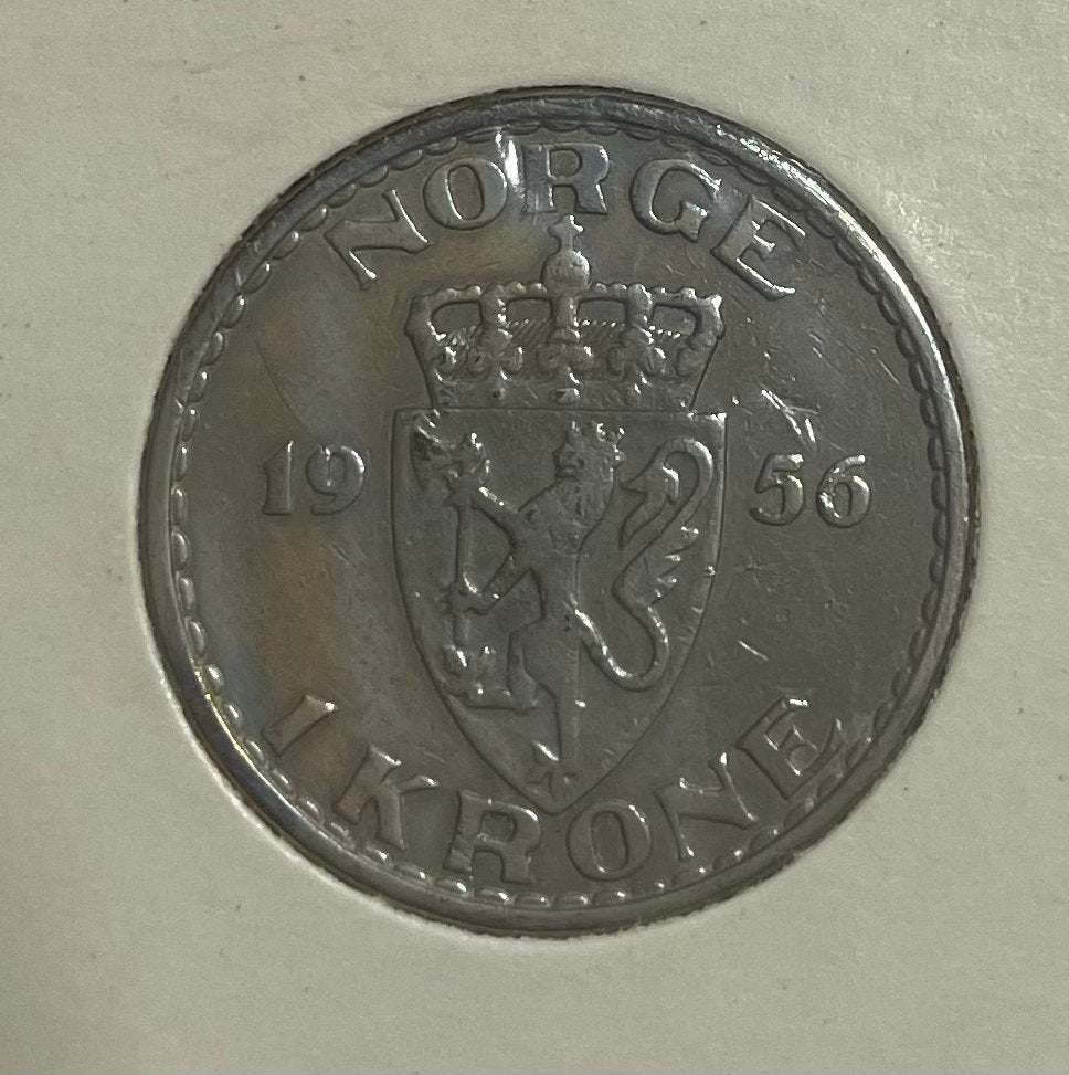 1 kroon Noorwegen 1956, Ophalen of Verzenden, Overige landen