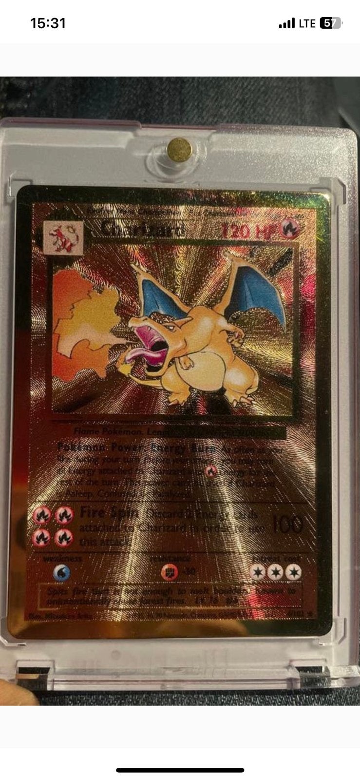 Charizard metal card, Ophalen of Verzenden
