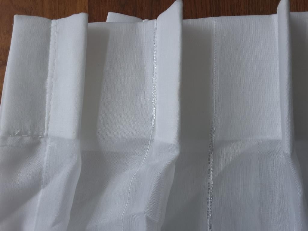 Witte vitrages met streepdetail en enkele plooi, Ophalen of Verzenden