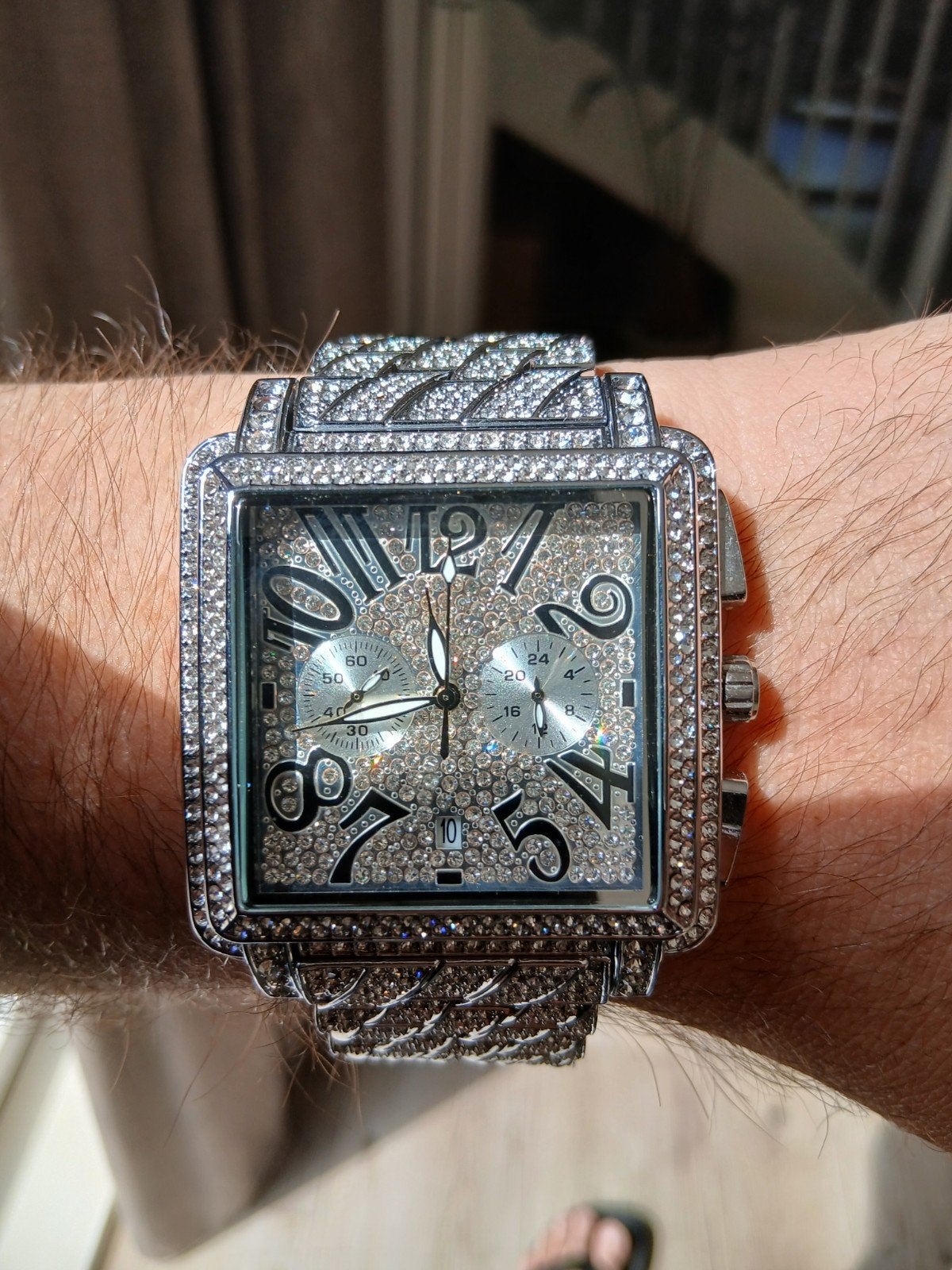 Rapper Horloge met Ingeslepen Swarovskies, Sieraden, Tassen en Uiterlijk, Horloges | Heren, Overige materialen, Polshorloge, Overige materialen
