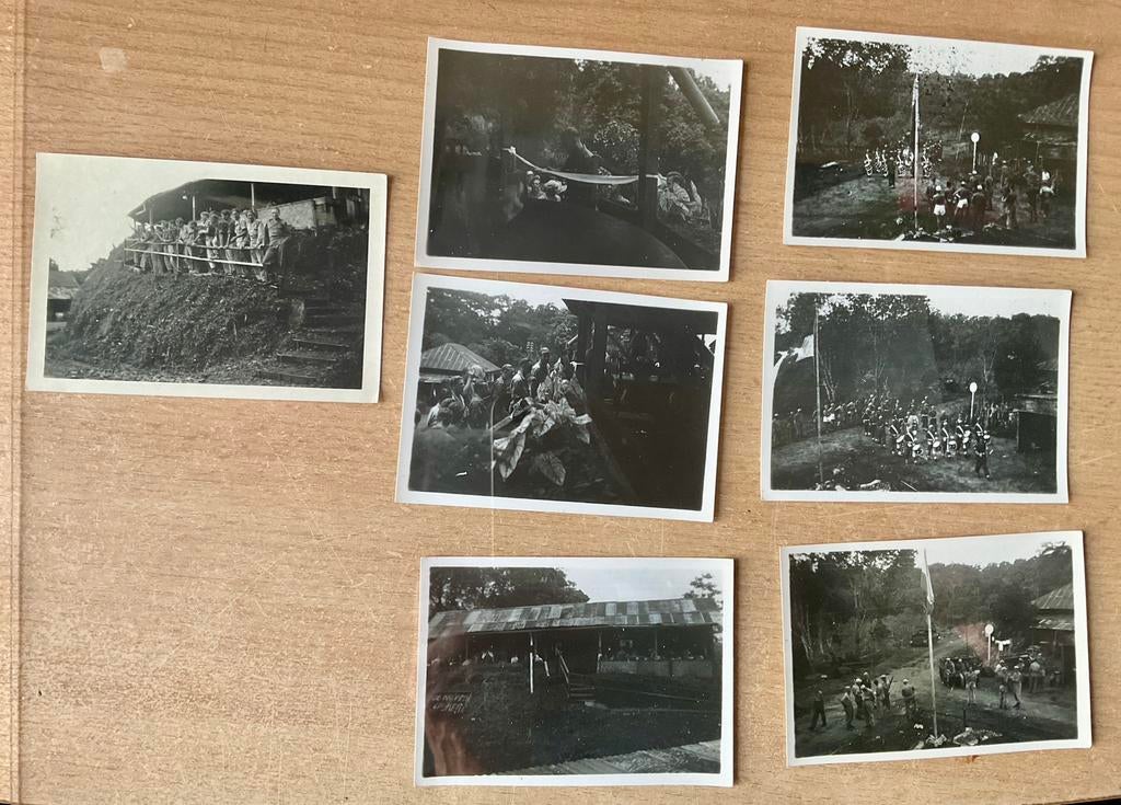 Zeven foto’s - Indië Militair - “De Kromme Spijker”, Verzamelen, Militaria | Algemeen, Ophalen of Verzenden, Landmacht, Nederland