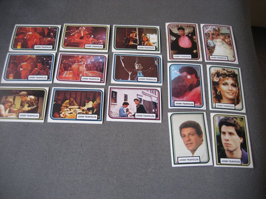monty gum plaatjes john travolta en olivia newton john, Ophalen of Verzenden, Zo goed als nieuw, Foto of Kaart