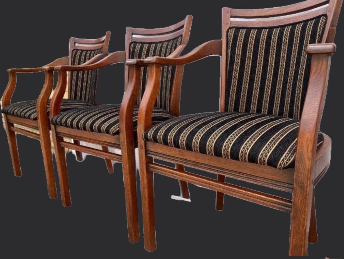 4 Bannink Jugendstil Eetkamer Armstoelen, Huis en Inrichting, Stoelen, Ophalen of Verzenden, Zwart