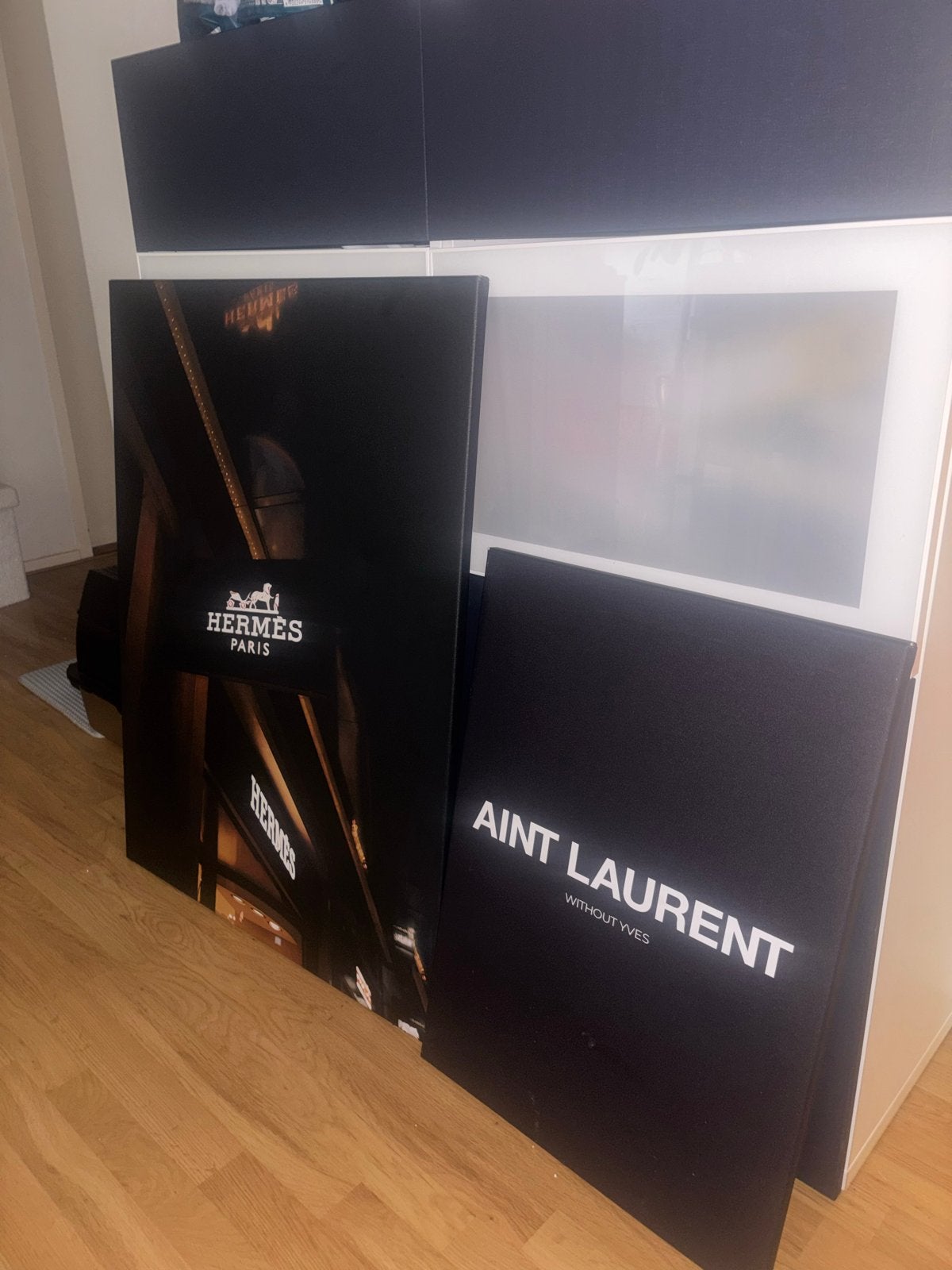 Canvas set: HERMES (100x150) & AINT LAURENT (40x60), Ophalen of Verzenden, 75 tot 100 cm, 75 cm of meer, Print