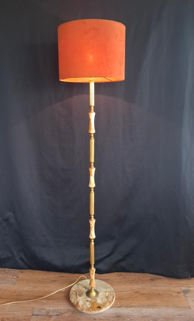 Grote Vintage Onyx Vloerlamp, Ophalen, Gebruikt, Glas, Minder dan 100 cm