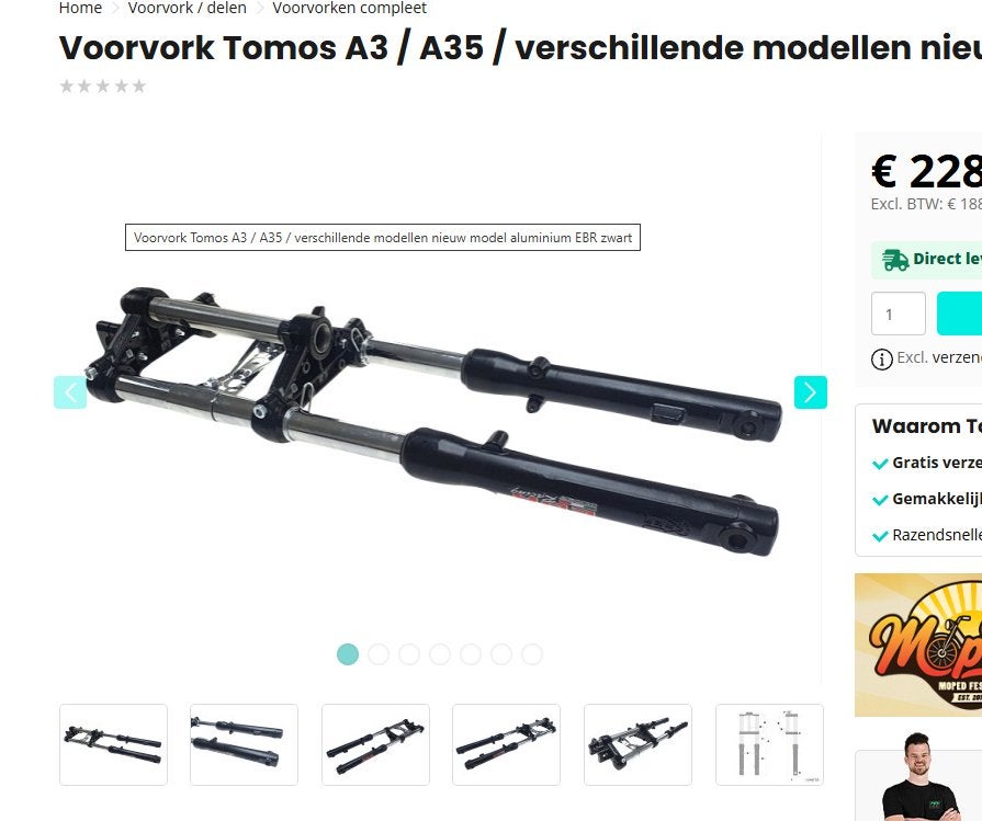 nieuw type voorvork tomos GEZOCHT, Maximaal 45 km/u, Ophalen of Verzenden, Zo goed als nieuw, 50 cc