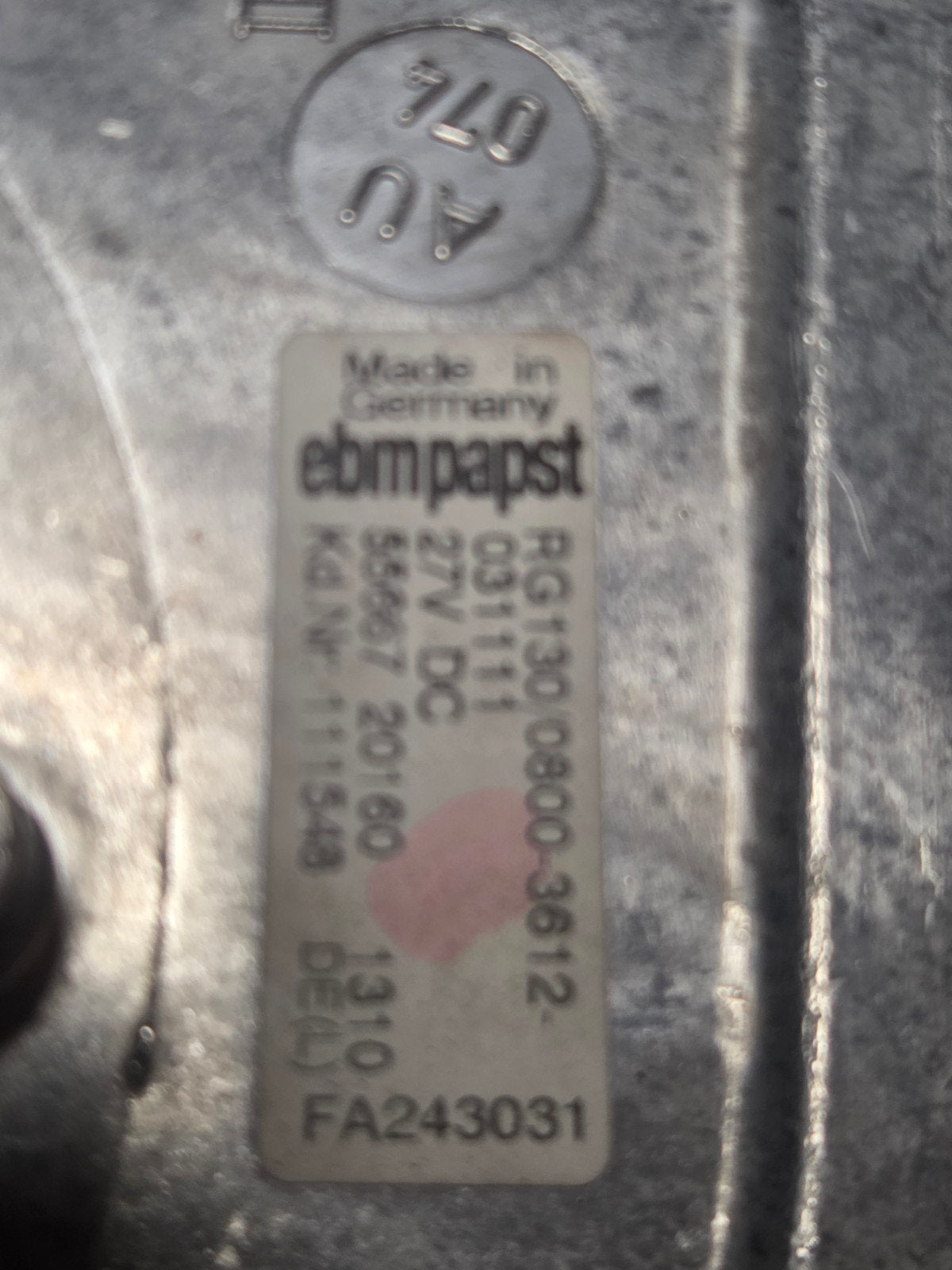 EBM Papst RG130 0800-3612 Ventilator 27V DC, Ophalen of Verzenden, Gebruikt