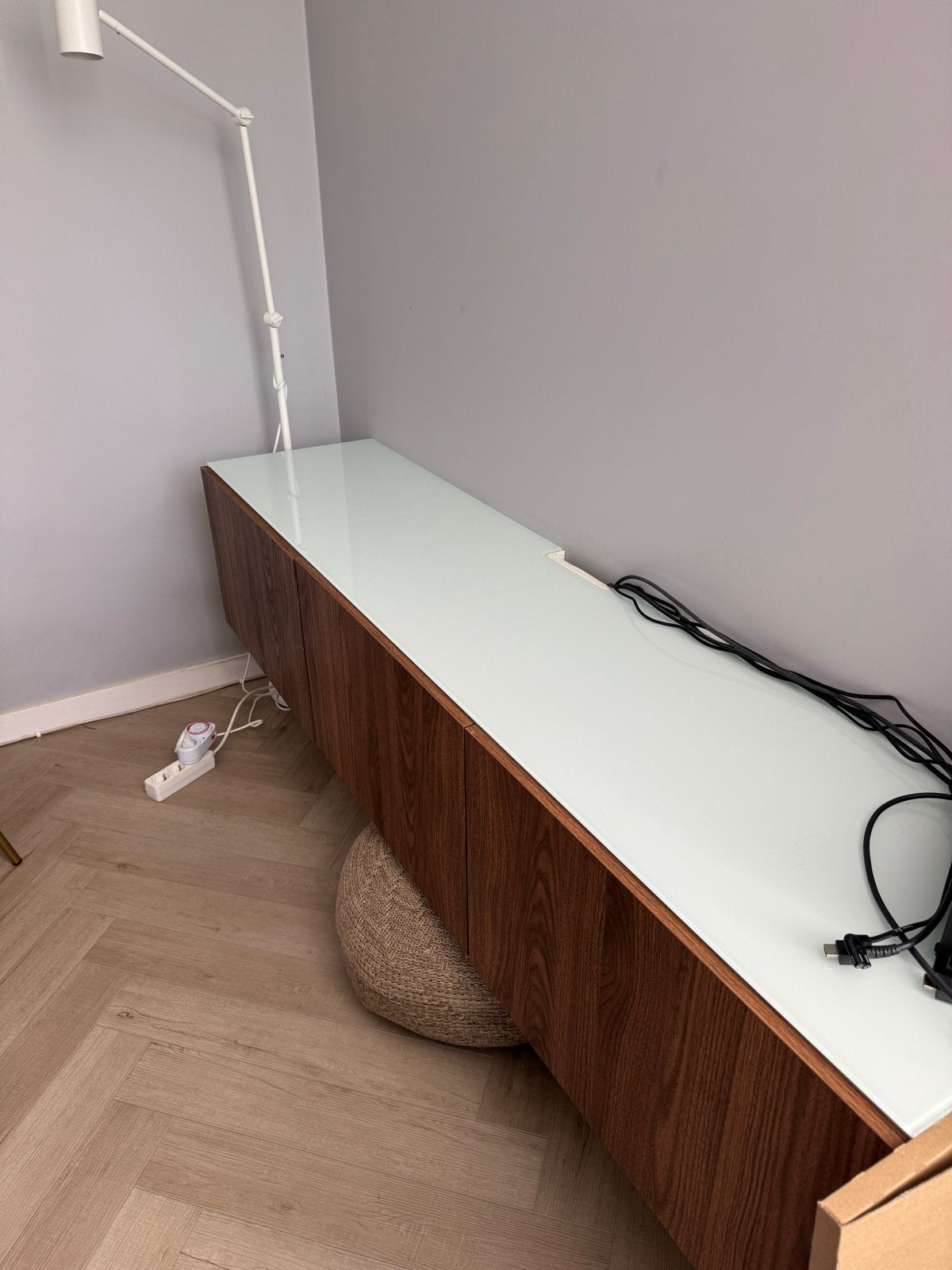 Glazen blad voor Besta TV meubel, Ophalen, Gebruikt, 150 tot 200 cm, Minder dan 100 cm