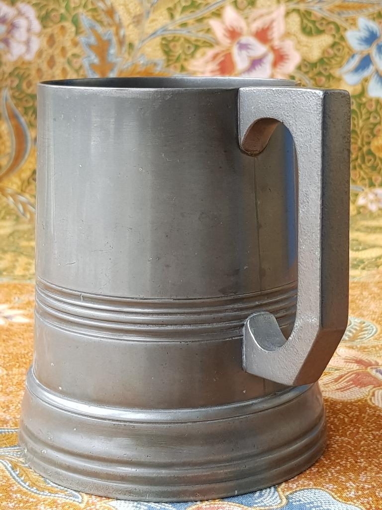 Mooie antieke Engelse beker met glazen bodem 11,8 cm. 1867., Ophalen of Verzenden