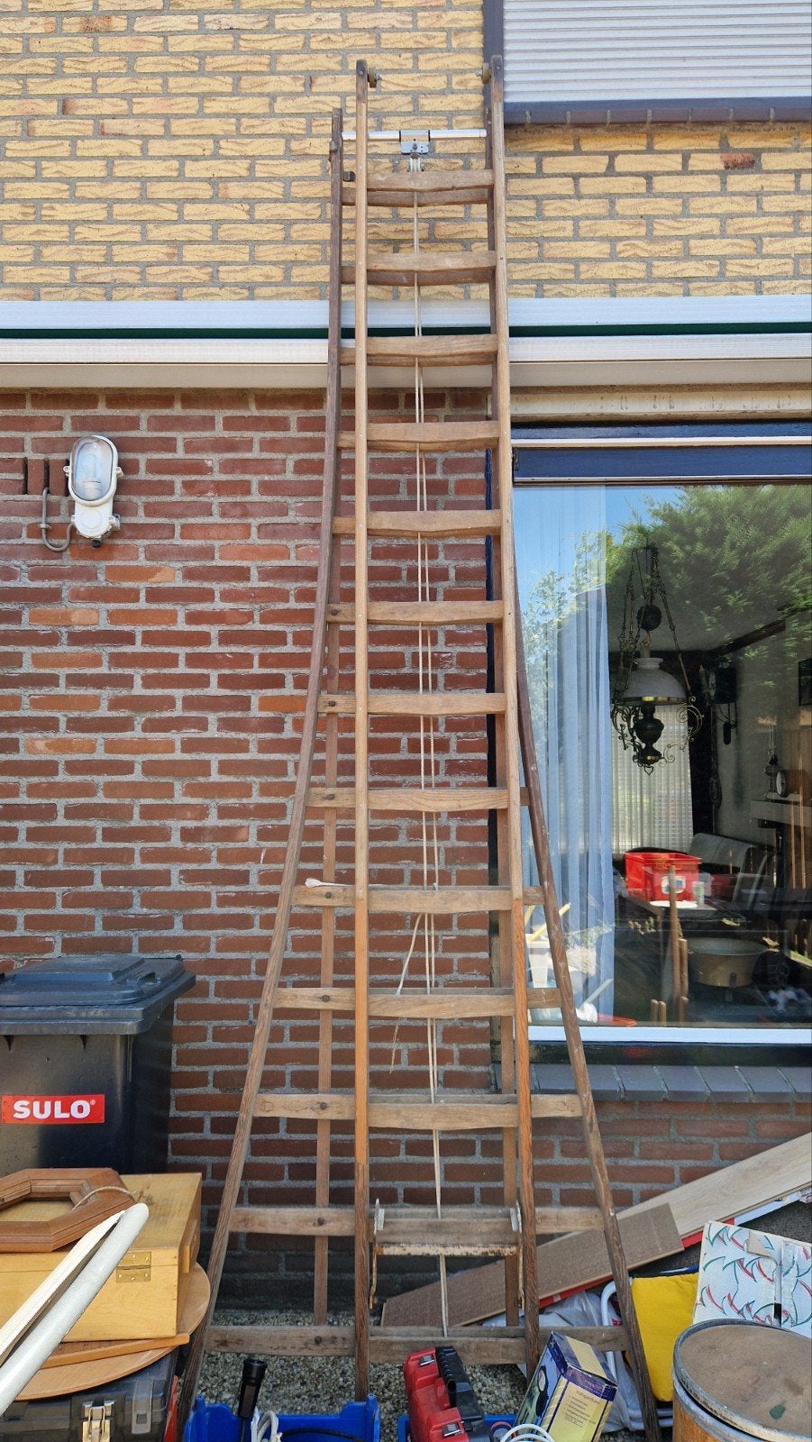 Houten uitschuifbare ladder - Meer dan 4 meter, Ophalen