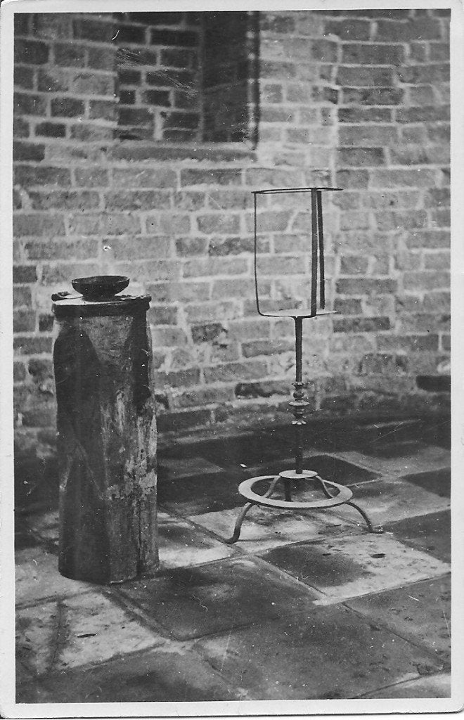 Ansichtkaart NH Kerk  Roden, offerblok en doopbekken  1940, Ophalen of Verzenden, Voor 1920, Gelopen, Drenthe