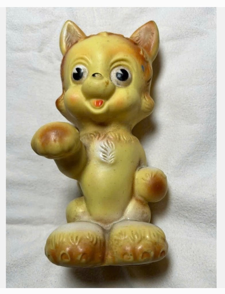 Jaren ‘60 piep beest, kat, made in England, 18 cm, Antiek en Kunst, Antiek | Speelgoed, Ophalen of Verzenden