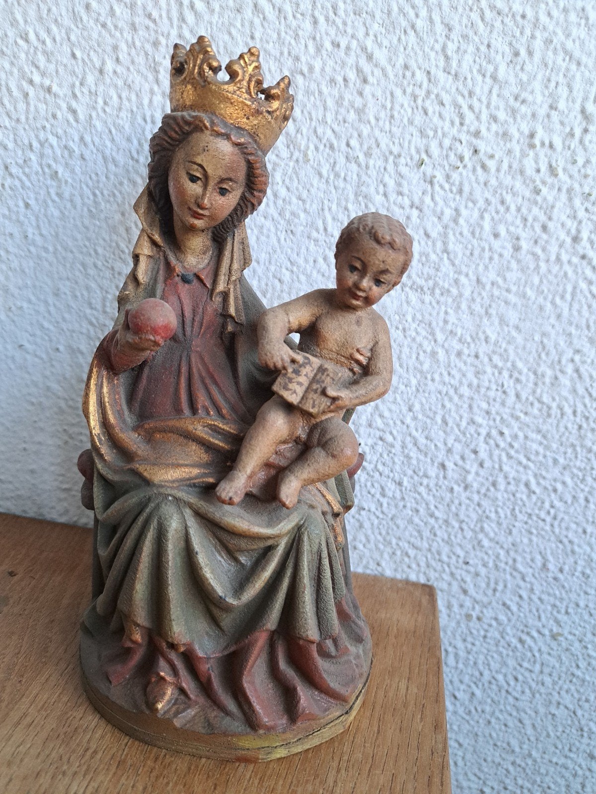 Antiek houten Mariabeeld met kindje Jezus, Antiek en Kunst, Antiek | Religie, Ophalen of Verzenden