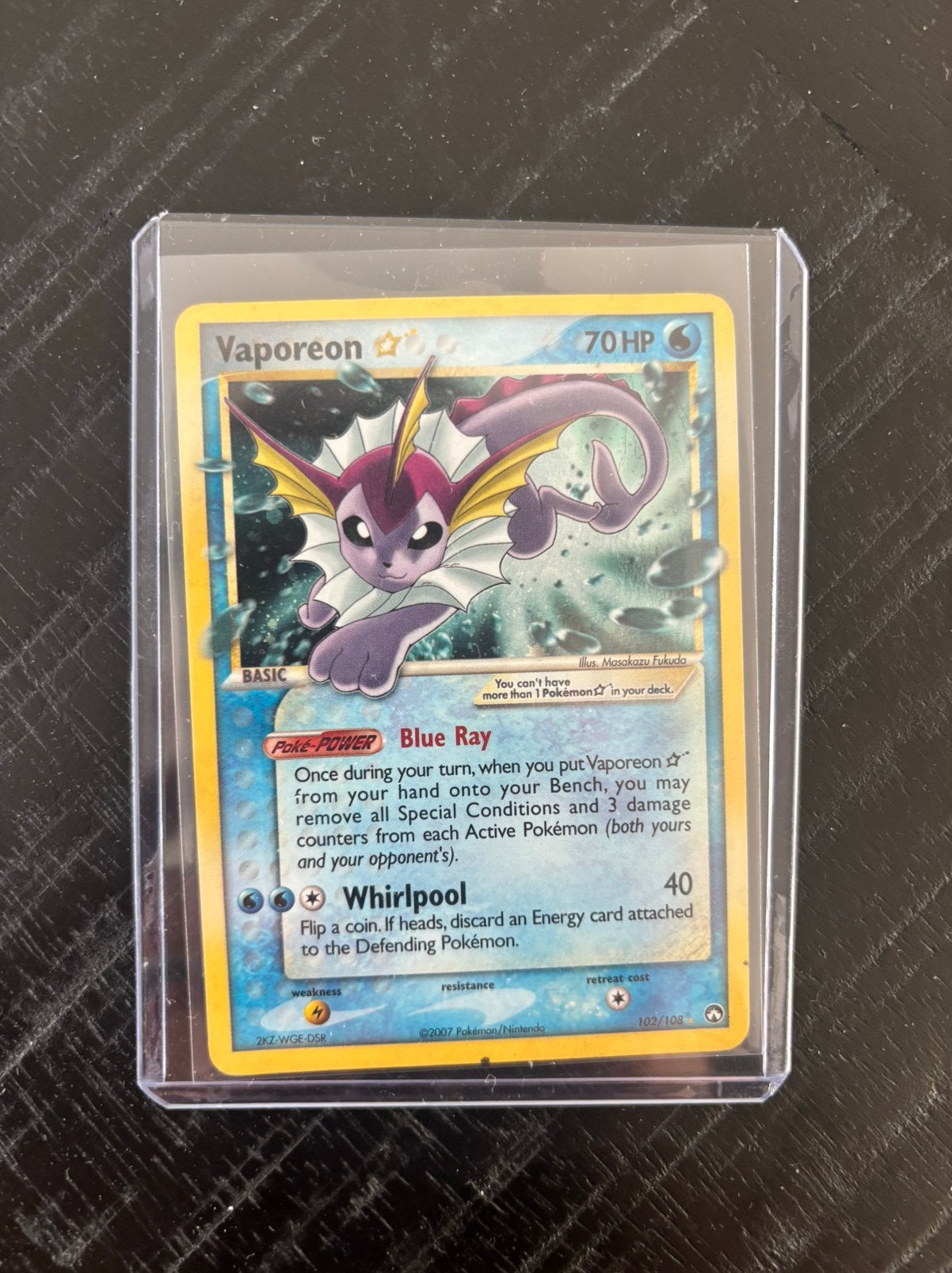Vaporeon Gold Star 102/108 Holo Rare EX Power Keepers, Ophalen, Zo goed als nieuw, Losse kaart, Foil