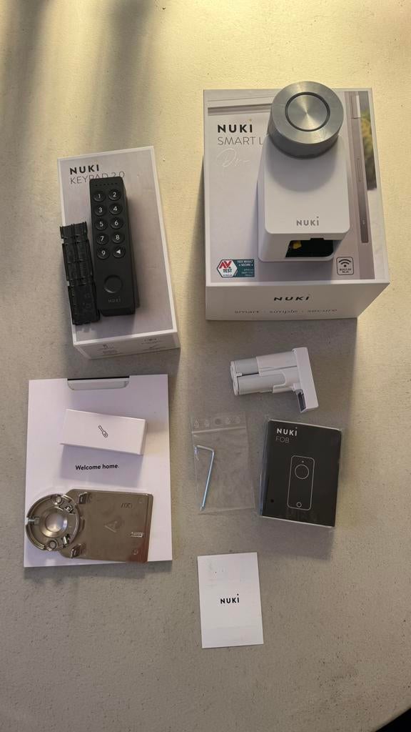 Nuki Smart Lock 3.0 Pro wit + Keypad 2.0 fingerprint + Fob, Ophalen, Zo goed als nieuw, Overige materialen, Slot