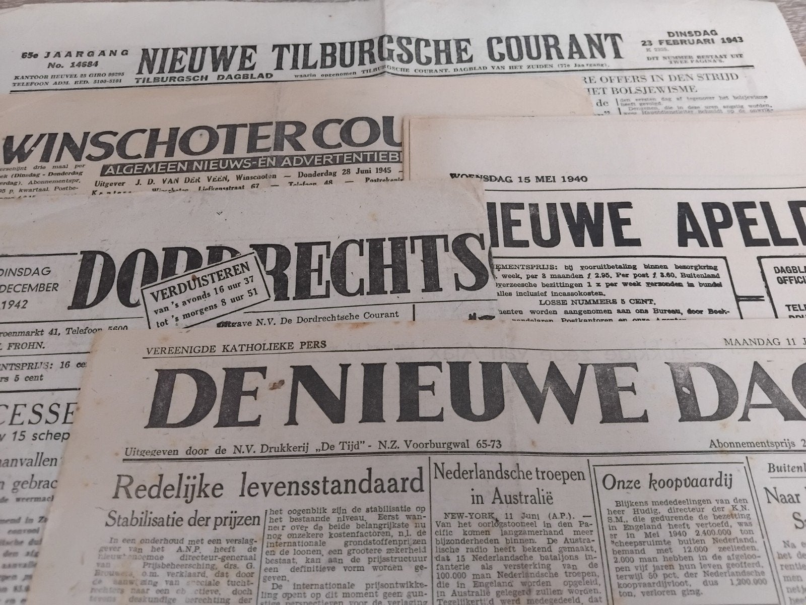 Oude kranten uit WOII periode - Diverse edities, Ophalen of Verzenden, Gelezen, Krant