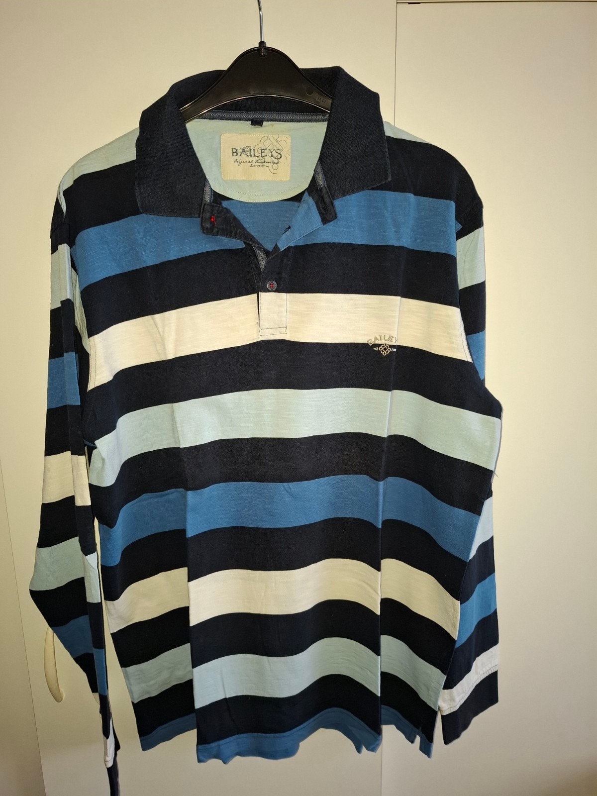 Baileys gestreept poloshirt lange mouw, Ophalen, Blauw, Baileys, Overige halswijdtes