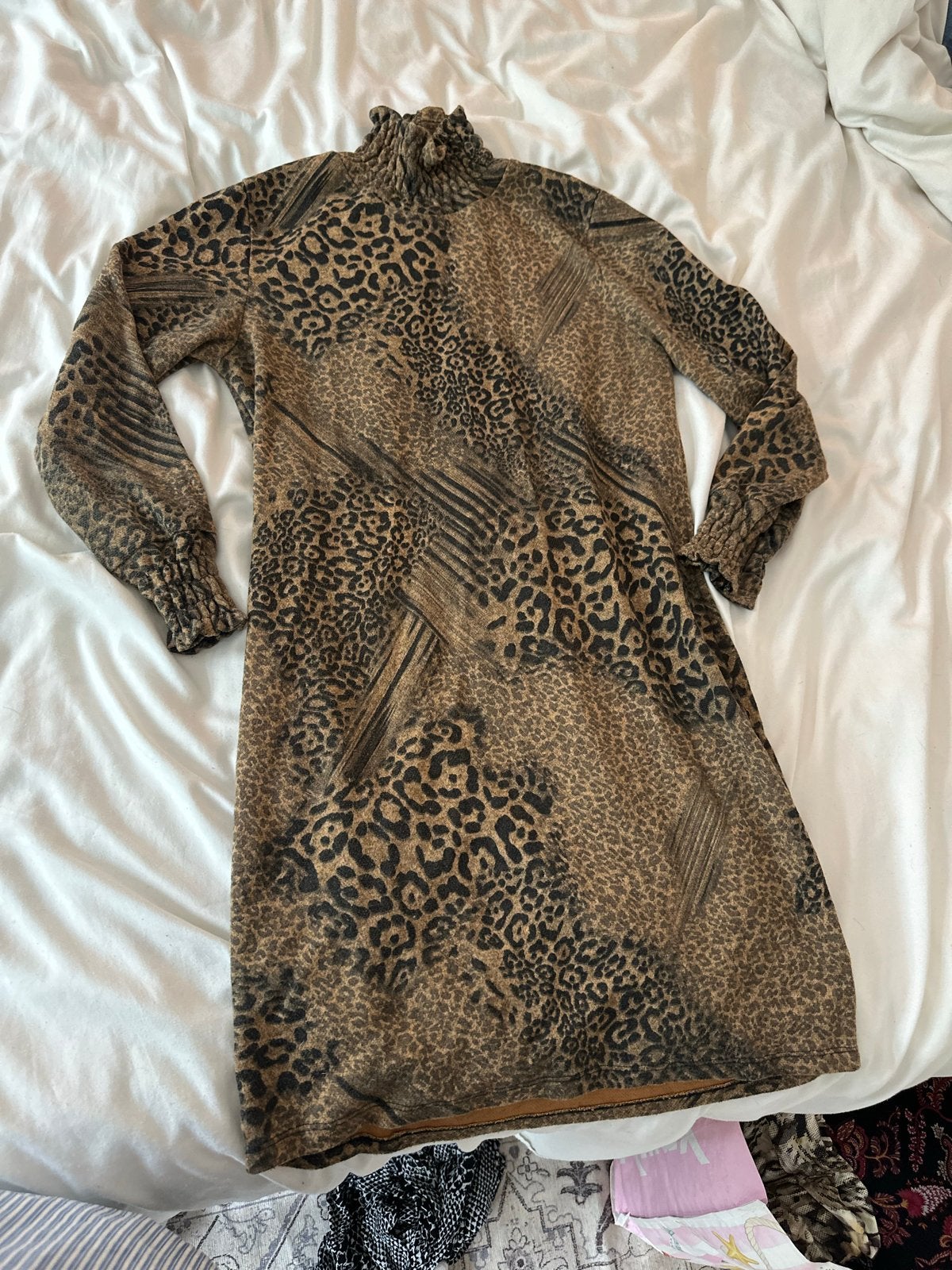 Winter jurkje Sensi Wear Panterprint Bruin Beige Zwart, Meerkleurig, Maat 42/44 (L), Ophalen of Verzenden, Knielengte