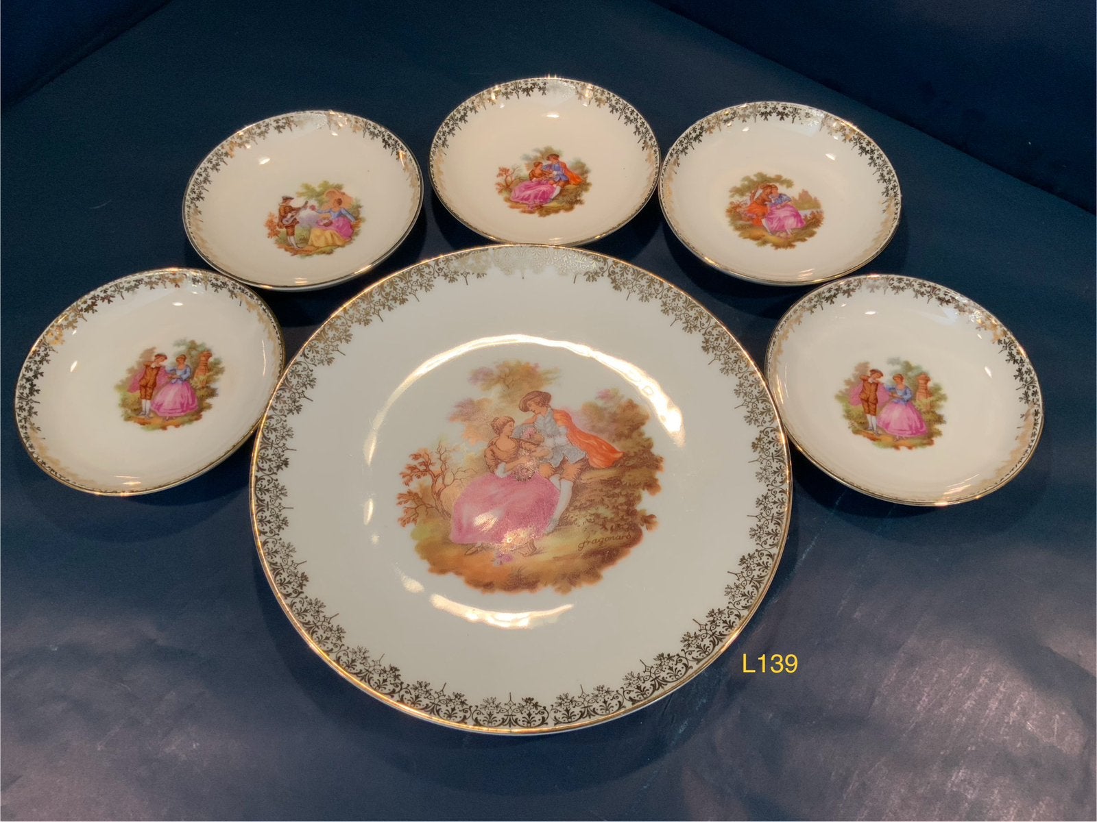Vintage Fragonard Porseleinen Schaal en Kommenset, Antiek en Kunst, Ophalen of Verzenden