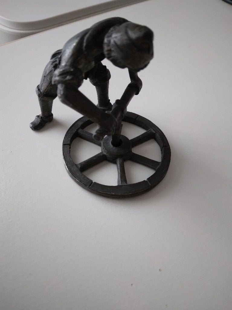 tin wagenmaker,man met fluit,/paardje, Antiek en Kunst, Ophalen of Verzenden