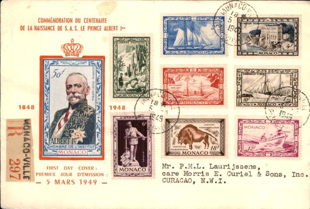 Monaco - Curacao - Frankering - 1948 - FDC, Verzenden, Envelop