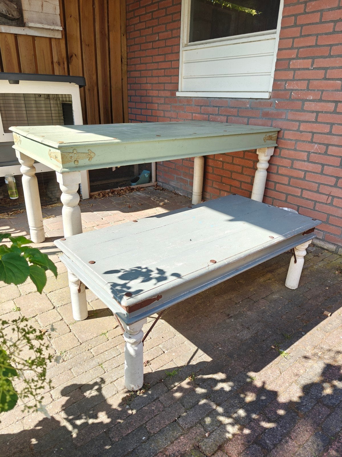 houten eettafel en salontafel, Ophalen, Gebruikt, 50 tot 100 cm, Rechthoekig
