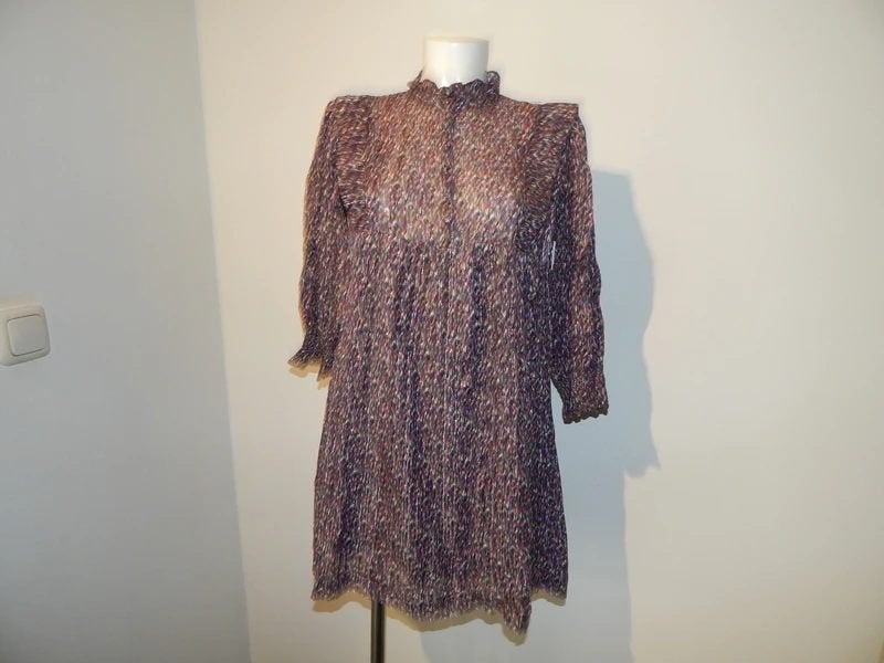 BA&SH jurkje tuniek kleurrijk knoopjes lijfje roesel kraag1S, Kleding | Dames, Jurken, Zo goed als nieuw, Ba&sh, Maat 36 (S), Boven de knie