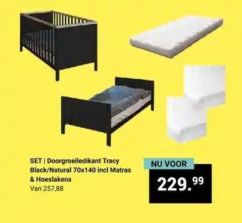Junior bed / ledikant zwart 70x140 cm incl. earosleep matras, Ophalen, Zo goed als nieuw, Ledikant