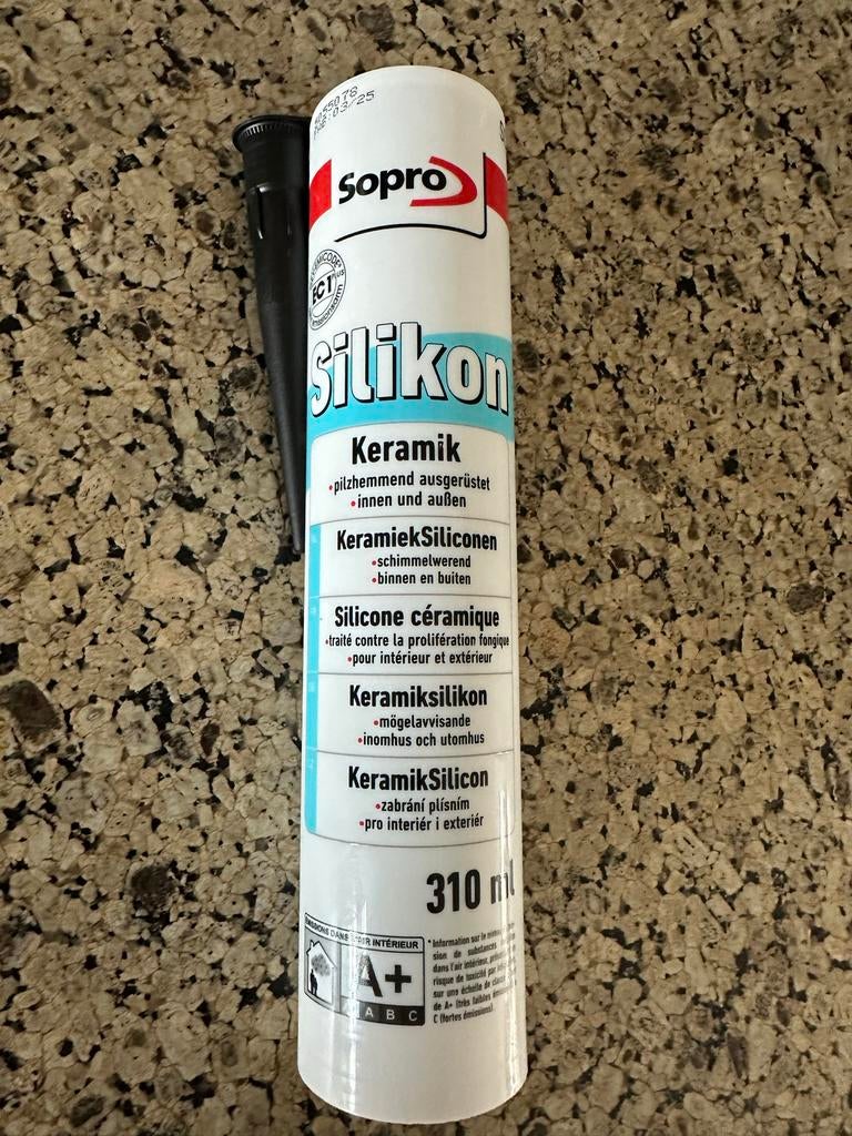 Sopro Keramik Siliconenkit Zwart 310 ml, Doe-het-zelf en Verbouw, Minder dan 5 liter, Ophalen of Verzenden, Nieuw, Zwart
