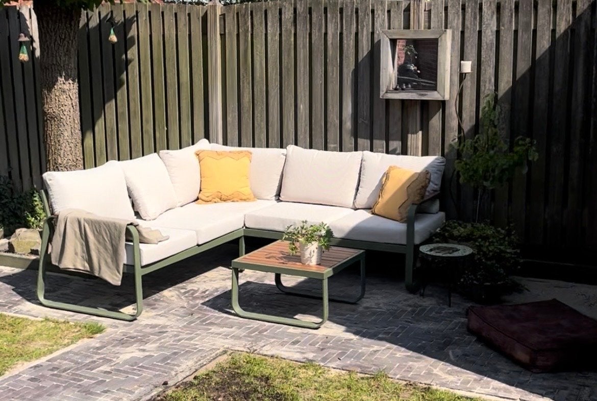 KARWEI Elise loungeset groen met salontafel, Ophalen, Zo goed als nieuw, Loungeset, Bank