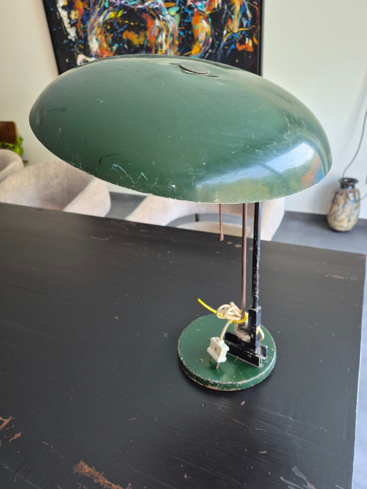 Nedalo vintage groene  industriele tafellamp bureaulamp, Ophalen of Verzenden, Vintage