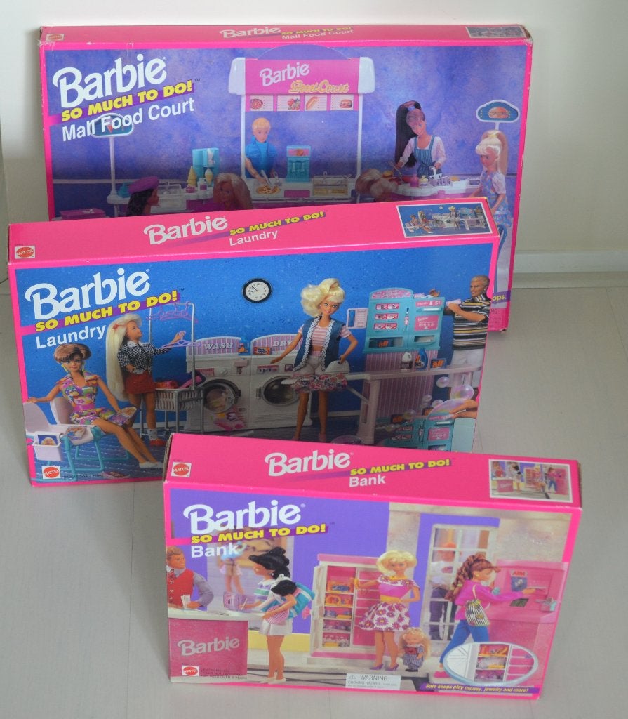 Barbie Food court, Bank, Laundry set (Mattel, 1995), Ophalen of Verzenden, Nieuw, Pop