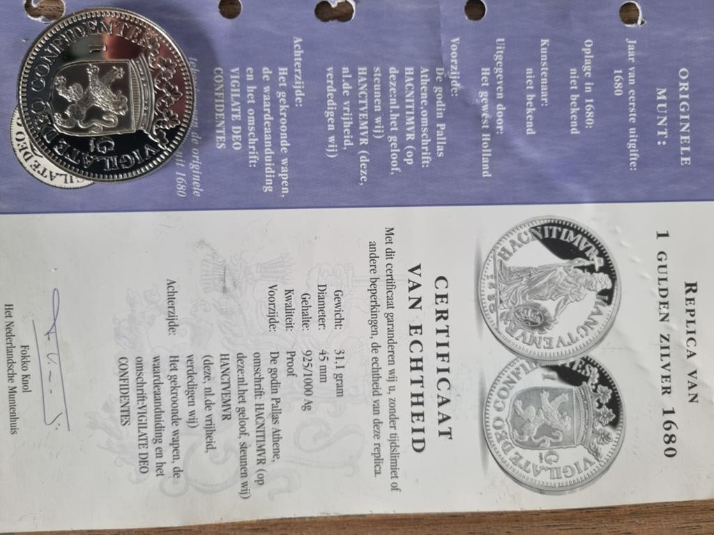Complete replica set zilveren 1 gulden munt, Ophalen, Nederland, Munten