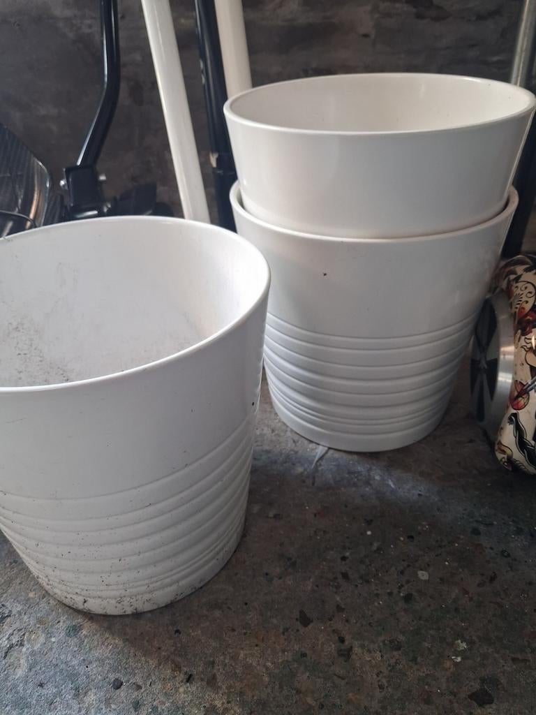 IKEA MUSKOT bloempotten, 3 stuks, wit, 19 cm, Ophalen of Verzenden