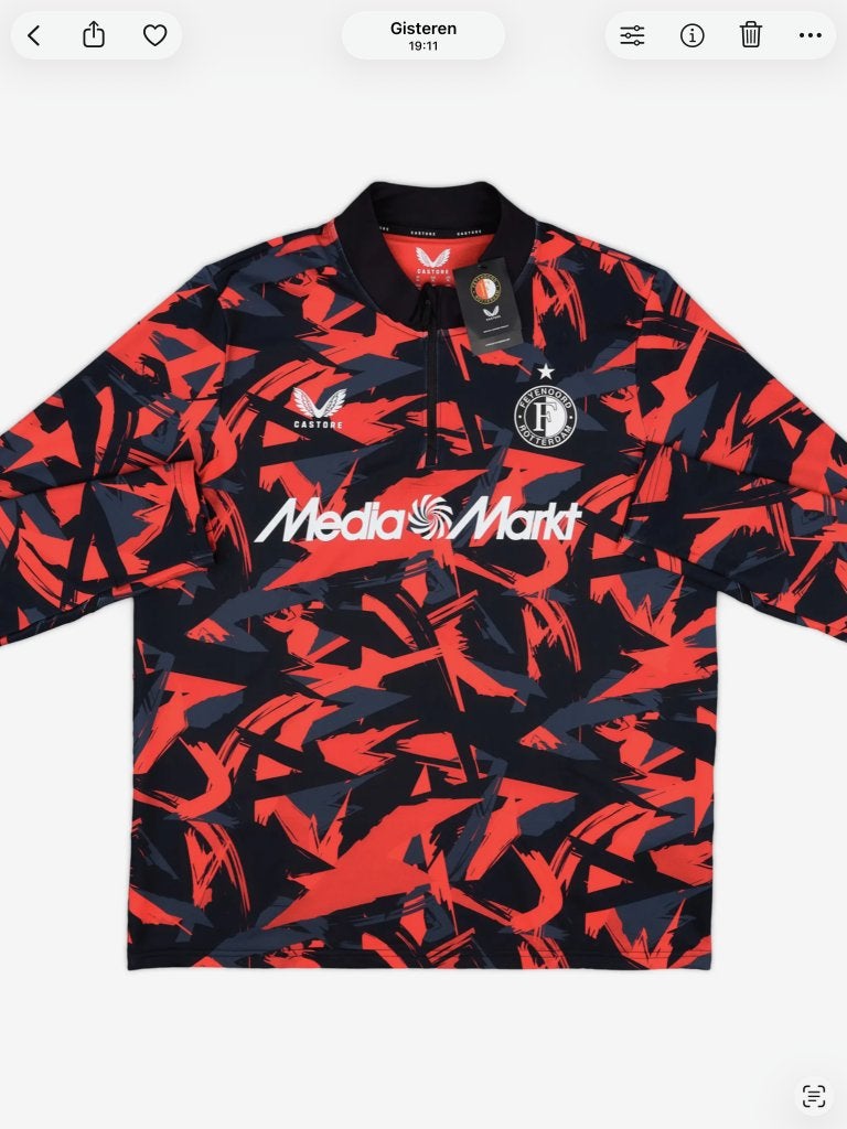 Gezocht: dit Feyenoord 1/4 zip midlayer top 3XL, Groter dan maat XL, Ophalen of Verzenden, Zo goed als nieuw, Shirt