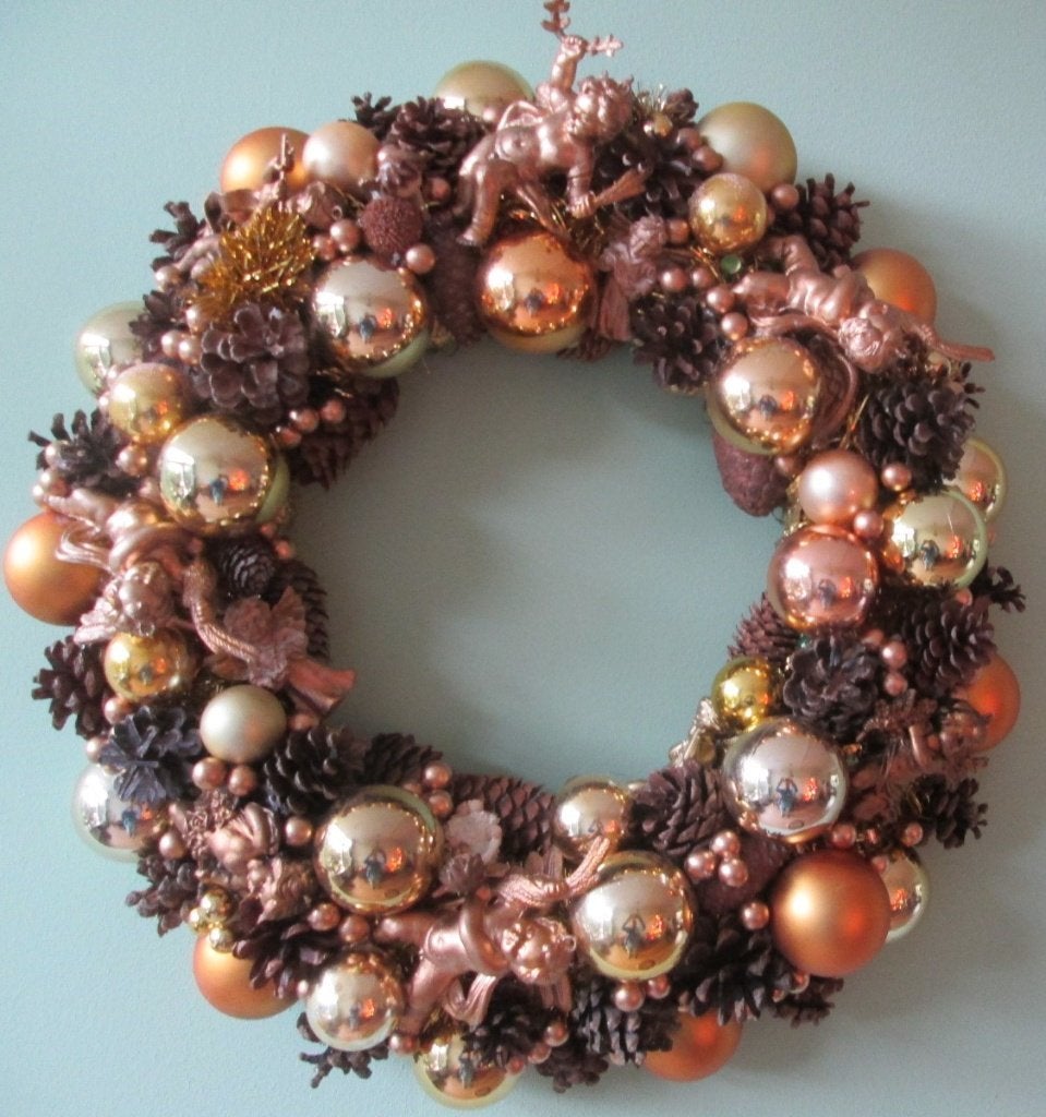 Gouden Bruine Kerstkrans Krans met Engelen 54 cm Nieuw !!, Huis en Inrichting, Ophalen of Verzenden, Nieuw
