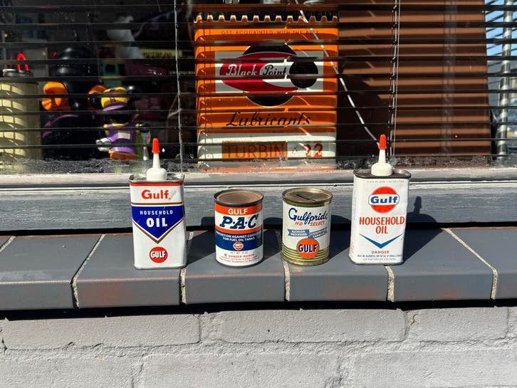 Vintage Zeldzame Gulf Olieblikken, Gebruikt, Gebruiksvoorwerp, ., Ophalen of Verzenden