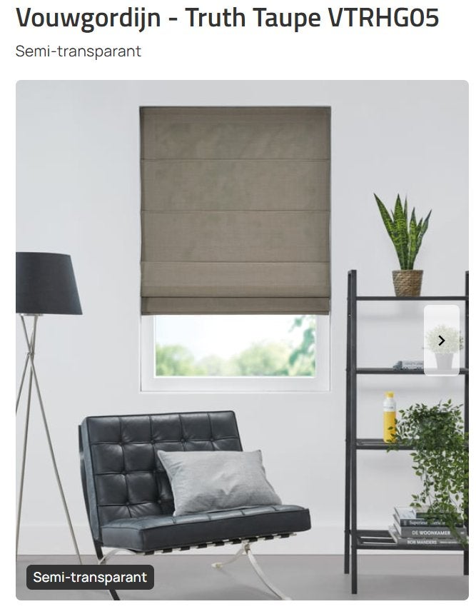 NIEUW! Vouwgordijn Veneta (Truth Taupe VTRHG05), Huis en Inrichting, Stoffering | Gordijnen en Lamellen, Ophalen of Verzenden