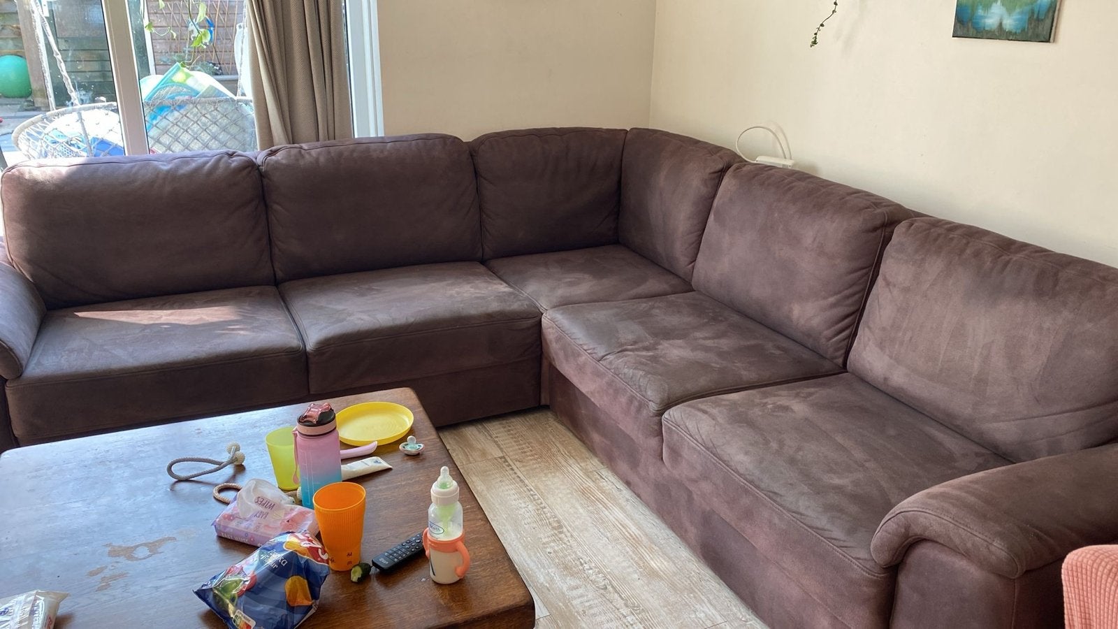 Comfortabele Hoekbank met Slaapgedeelte - Bruin, Ophalen, Gebruikt, Hoekbank, 300 cm of meer