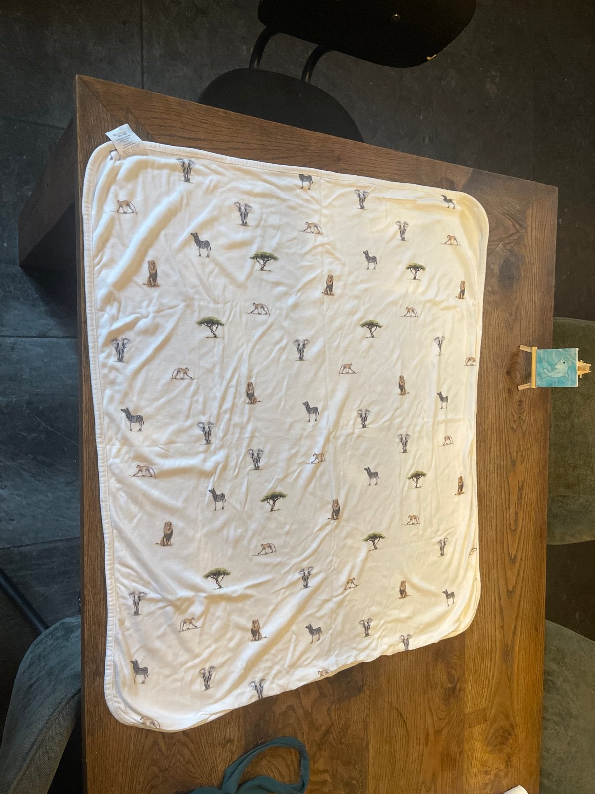 Baby deken met safari dieren print, Wasbaar, Gebruikt, Ophalen of Verzenden, Wit