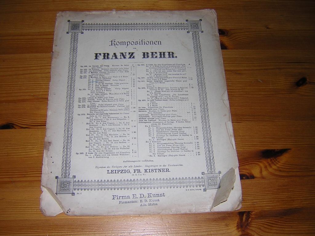 Franz Behr, Gebruikt, Ophalen of Verzenden, Artiest of Componist, Piano