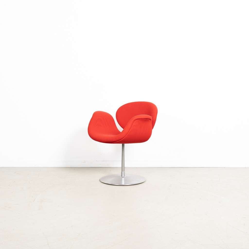 2x Artifort Little Tulip Stoel Rood Stof - Aluminium, Niet ingevuld, Twee, Niet ingevuld, Zo goed als nieuw