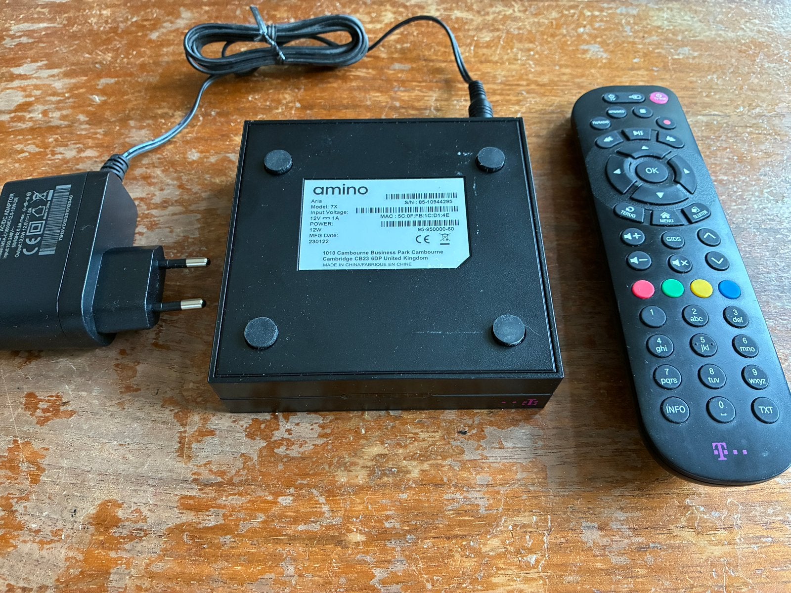 Amino Aria 7X decoder - IPTV box - Odido - COMPLEET, Audio, Tv en Foto, Ophalen of Verzenden, Gebruikt, Decoder