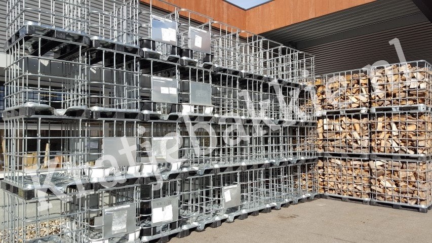 Ibc kratten kunststof/ijzeren bodem tbhv haardhout of dakpan, Ophalen, Gebruikt, 100 cm of meer, 60 cm of meer