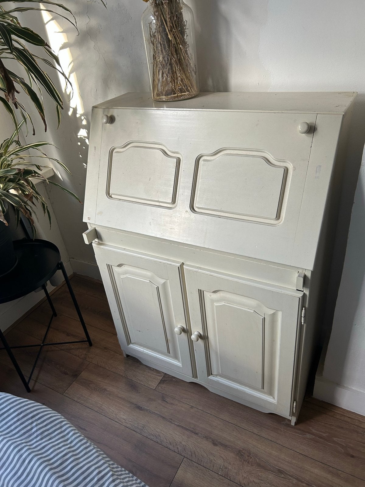 Vintage secretaire / bureau - Crème wit, Huis en Inrichting, Ophalen of Verzenden, Gebruikt