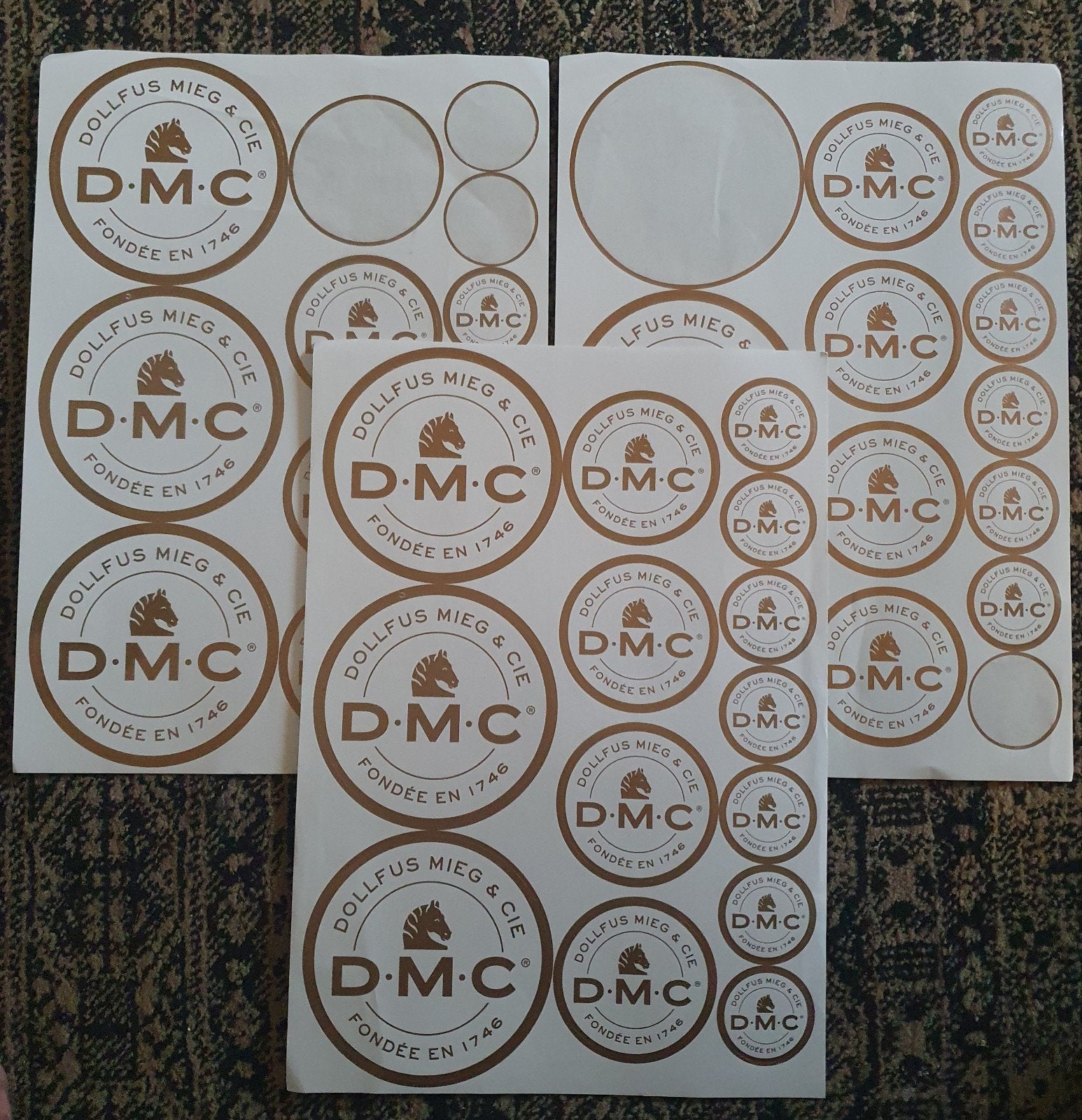 3 originele DMC jaren 90 promotie stickervellen, Verzenden